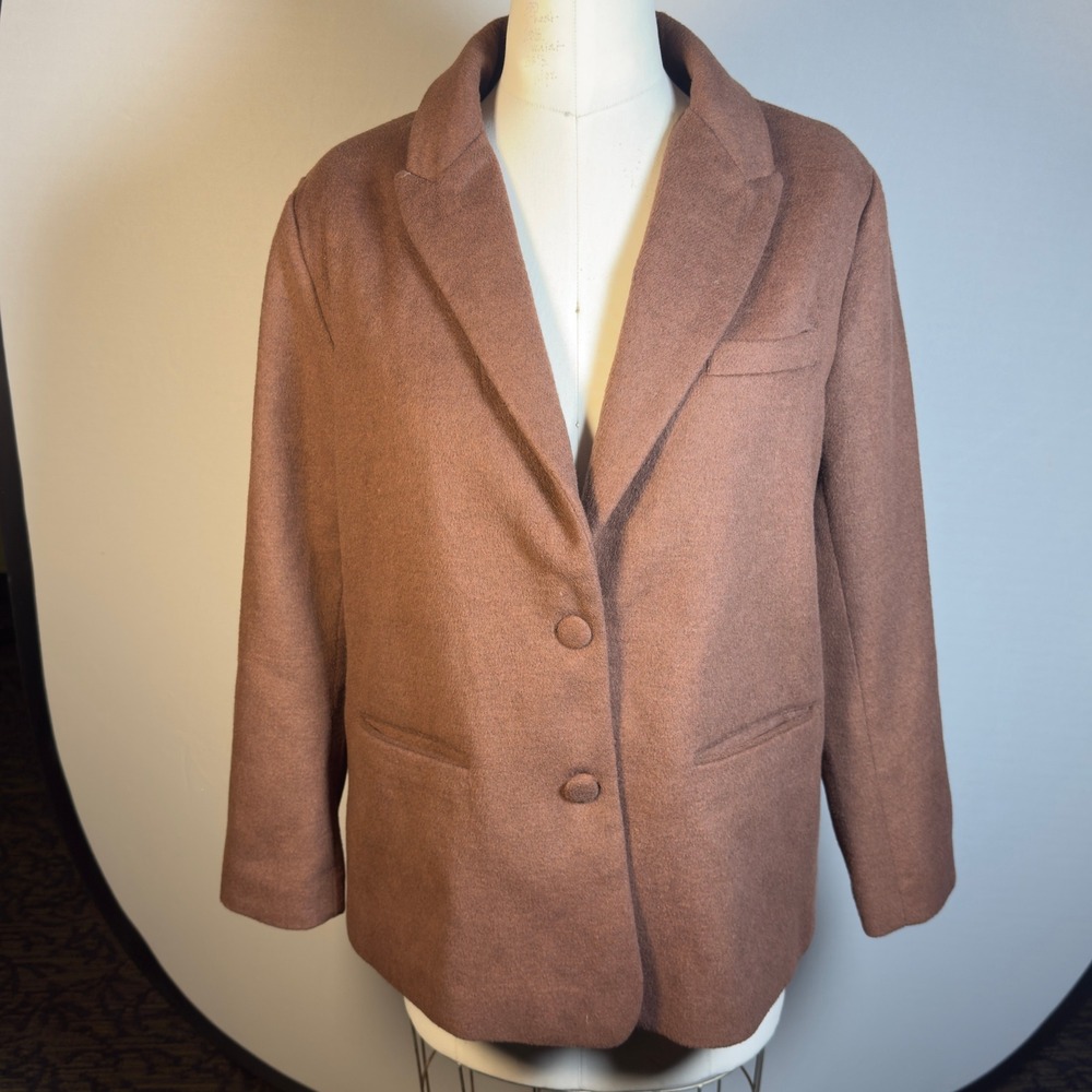 Forever 21 Premium Label Blazer Size Large Brown Wool Blend Outerwear Coat